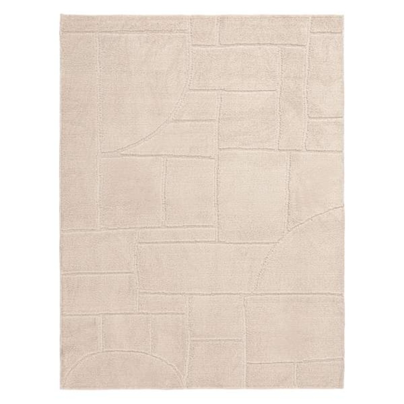 (D607) Crosby St. Athena Cosmo Cream High-Low Area Rug, 5×7