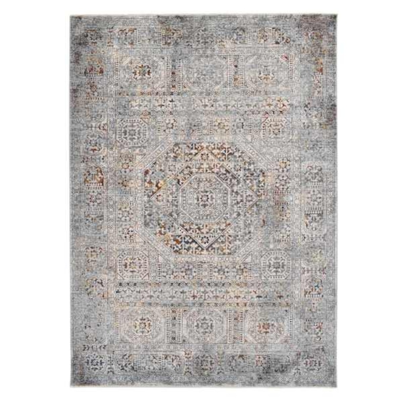 (A462) Blue Multicolor Modern Dense Medallion Area Rug, 5×7