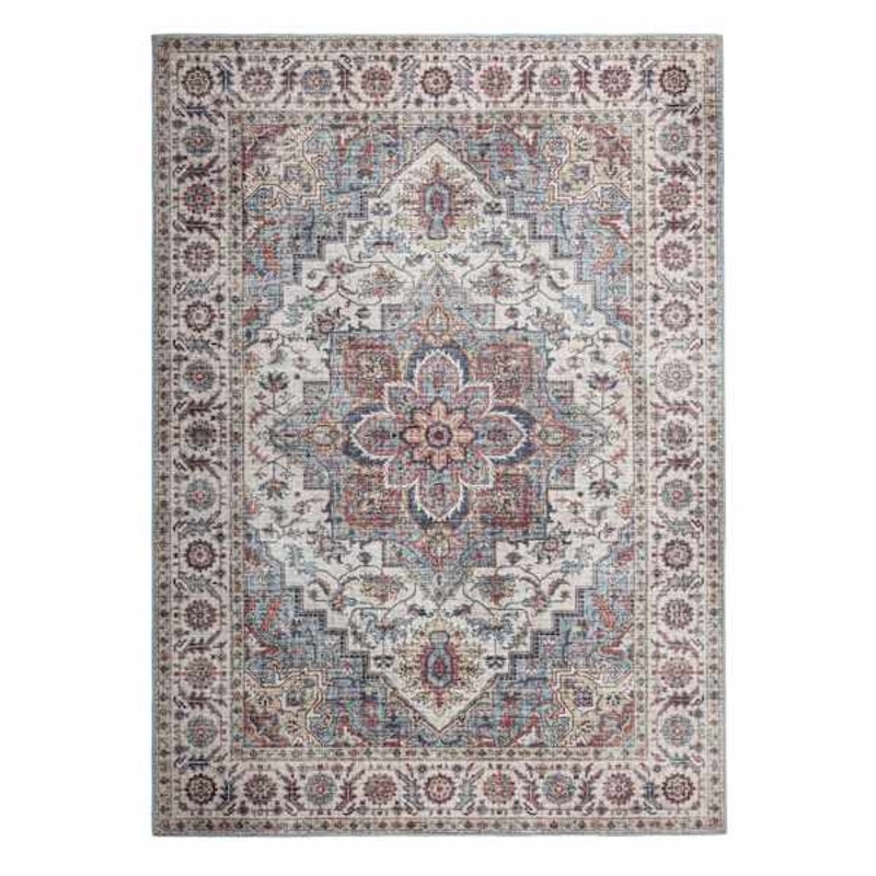 (D448) Fenix Blue & Ivory Medallion Area Rug, 9×12