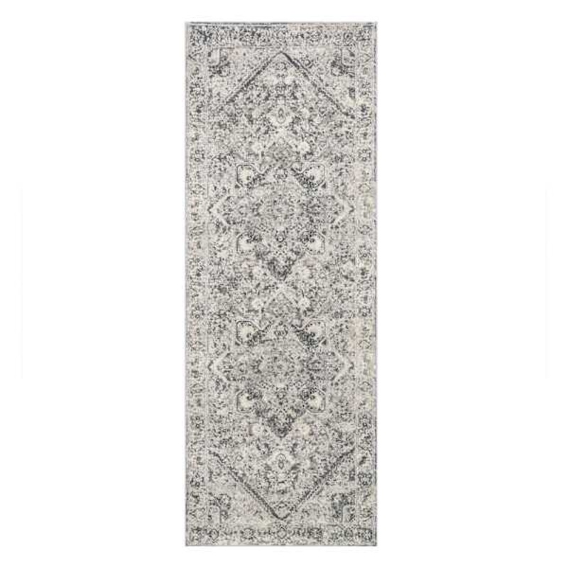 Providence Villa Dark Grey & Cream Distressed Look Runner 2×6 | At Home