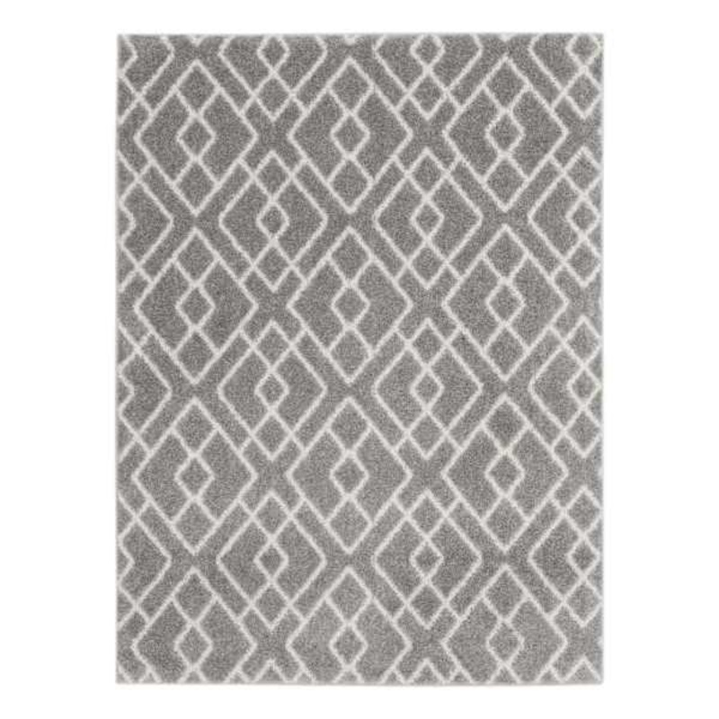 Salinas Grey and White Diamond Design Area Rug 5×7 | Area Rugs | At Home