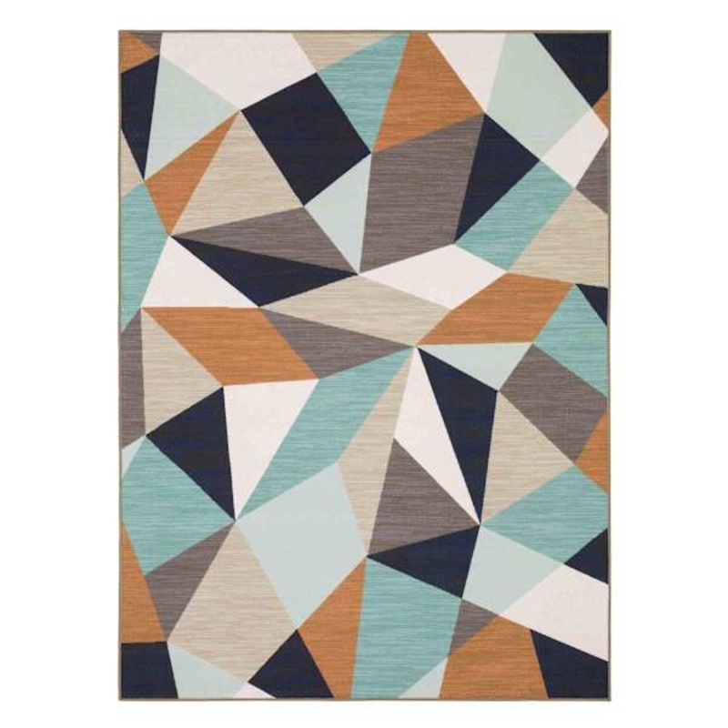 (D545) Mint Julep Geo Area Rug, 7×9