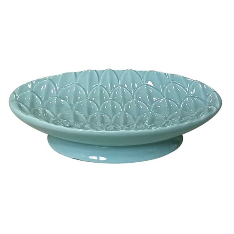 Found & Fable Blue Fan Ceramic Soap Dish, 5″