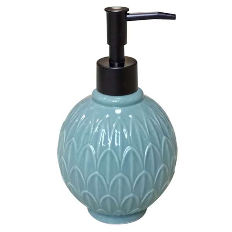 Found & Fable Blue Fan Ceramic Soap Dispenser, 7″