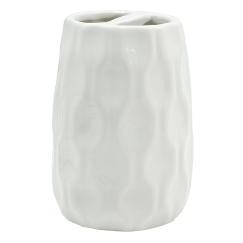 Honeybloom Katherine White Ceramic Toothbrush Holder, 4″
