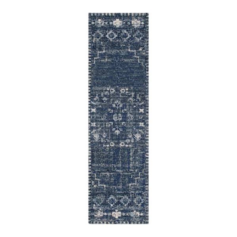 Teagan Navy Blue Floral Flatweave Runner 2×7 | At Home