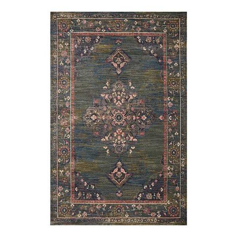 (A466) Jewel Green Medallion Area Rug, 8×10