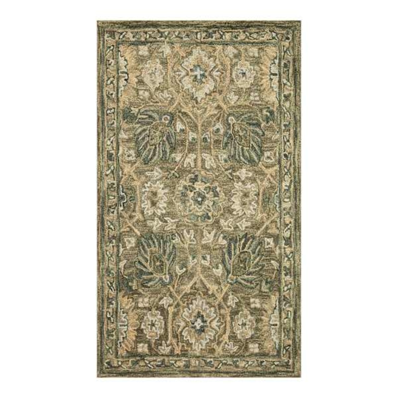 (A496) Honeybloom Victoria Sage Floral Hooked Accent Rug, 3×5
