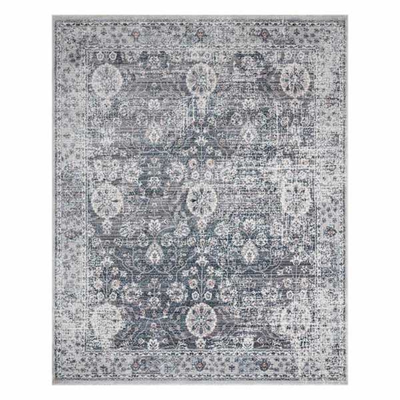 (B807) Honeybloom Cypress Grey Medallion Area Rug, 5×8