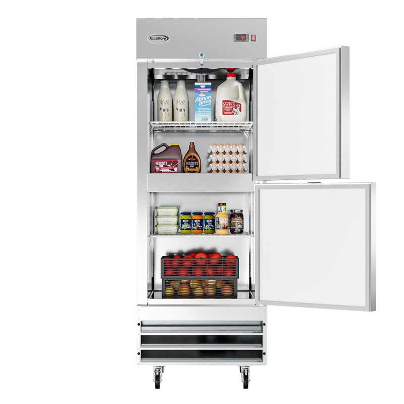29 in. Commercial Stainless Steel Solid Half Door Reach-In Refrigerator, 23 cu. ft. RIR-1D-SSHD