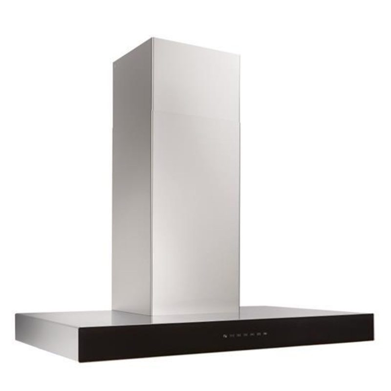 Best Range Hoods WCB3I30SBB Ispira 30-In. 650 Max Cfm Stainless Steel Chimney Range Hood With Purled Light System And Black Glass