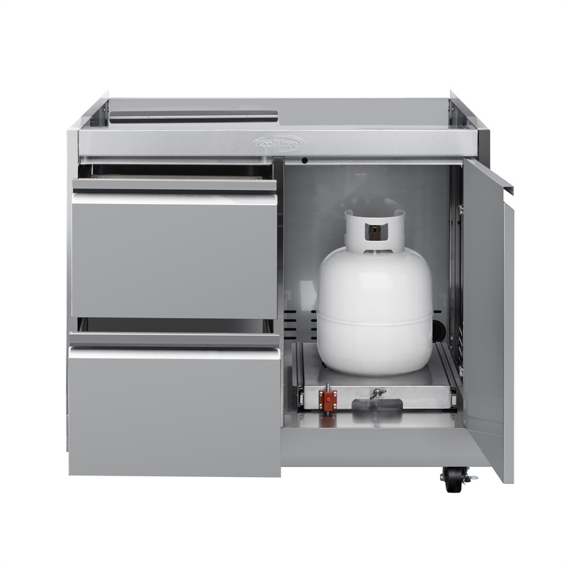 32 in. Outdoor Stainless-Steel Cabinet for Built-in BBQ Grill with 2 Drawers (KM-OKS-BQ30CAB)