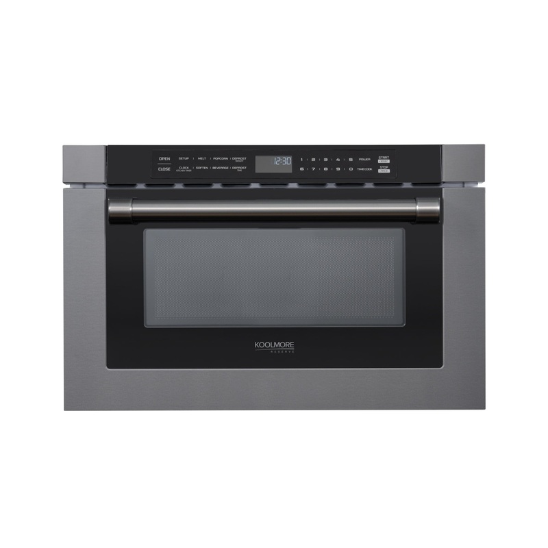 KoolMore Reserve 24 in. Stainless Steel Microwave Drawer, 1.2 Cu. Ft Capacity in Black (KM-MD-1BSS)