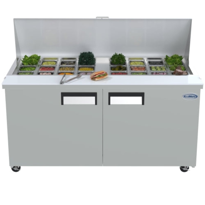 2-Door Mega Top Refrigerated Sandwich Prep Table in Stainless Steel, 15 cu. ft. SPTR-2D-15C-LT.