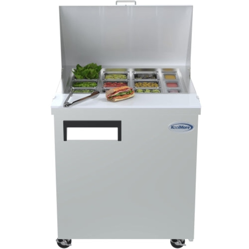 1-Door Mega Top Stainless Steel Refrigerated Sandwich Prep Table, 6 cu. ft. SPTR-1D-6C-LT.