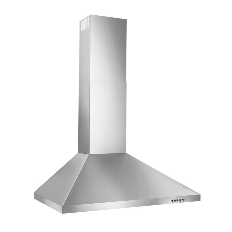 Broan BW5036SSL Broan 36-Inch Convertible European Style Wall-Mounted Chimney Range Hood, 390 Max Blower Cfm, Stainless Steel Led Light