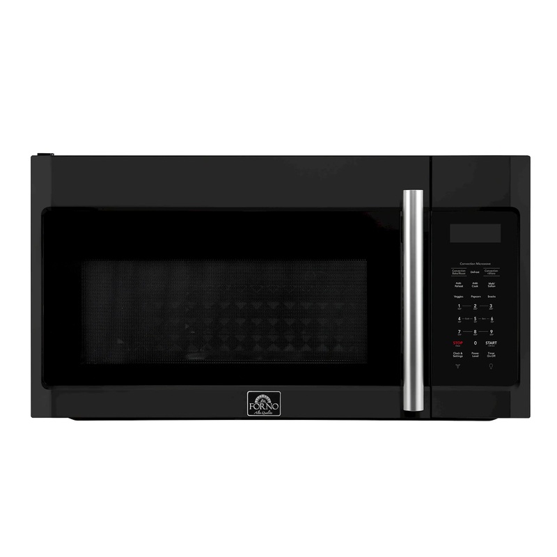 Forno Fornace 30-Inch Over-the-Range Convection Microwave in Black with Stainless Steel Handle  1.5 cu.ft, 300 CFM Vent, Touch Control, LED Light (FOTR3038-30BLK)