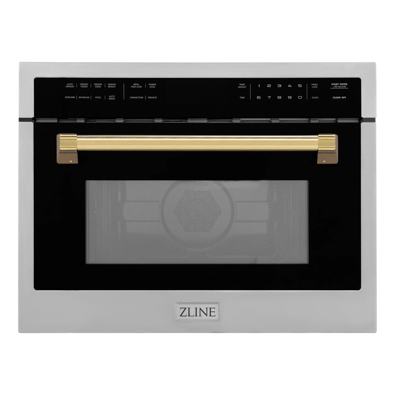 ZLINE Autograph Edition 24-Inch 1.6 cu ft. Built-in Convection Microwave Oven in Stainless Steel with Gold Accents (MWOZ-24-G)
