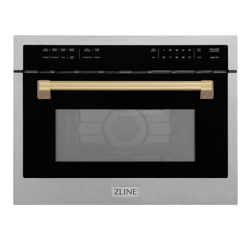ZLINE Autograph Edition 24-Inch  Microwave Oven in Satin Stainless Steel with Champagne Bronze Accents (MWOZ-24-SS-CB)