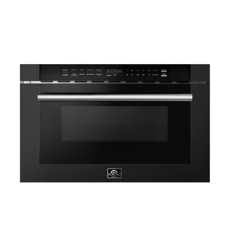 Forno Espresso Capoliveri 24-Inch Microwave Drawer in Black with Stainless Steel Handle (FMWDR3000-24BLK)