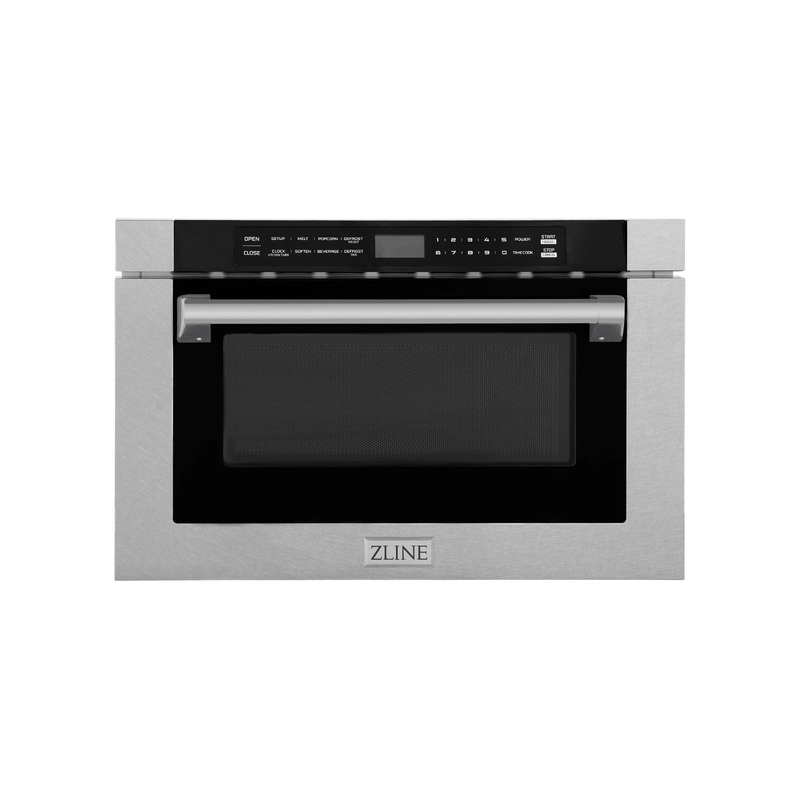 ZLINE 24-Inch 1.2 cu. ft. Built-in Microwave Drawer with a Traditional Handle in Satin Stainless Steel (MWD-1-SS-H)