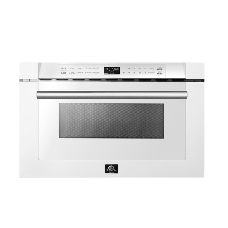 Forno Espresso Capoliveri 24-Inch Microwave Drawer in White with Stainless Steel Handle (FMWDR3000-24WHT)