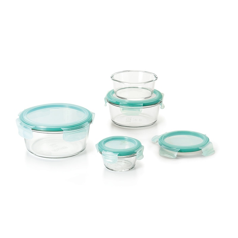 OXO Good Grips 8-Piece Smart Seal Glass Round Container Set