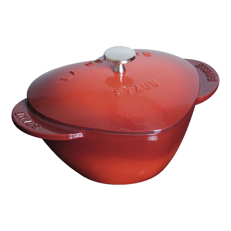 Staub Enameled Cast Iron 1.75 Quart Heart Cocotte in Cherry