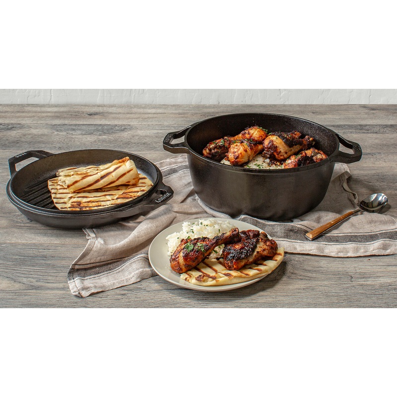 Lodge Chef Collection 6 Quart Cast Iron Double Dutch Oven