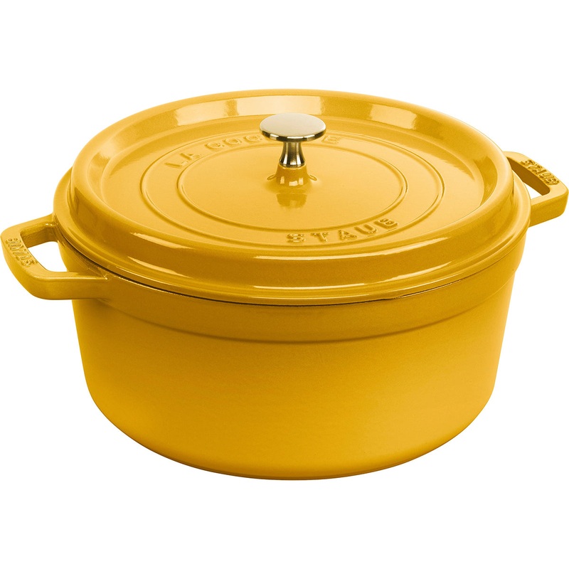 Staub Enameled Cast Iron 5.5 Quart Round Cocotte in Citron