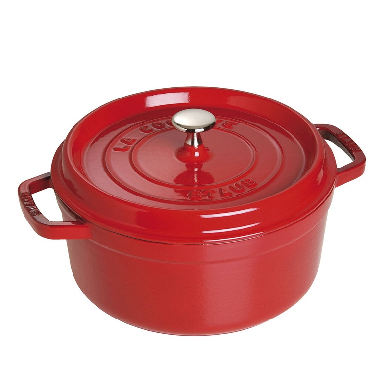 Staub Enameled Cast Iron 7 Quart Round Cocotte in Cherry