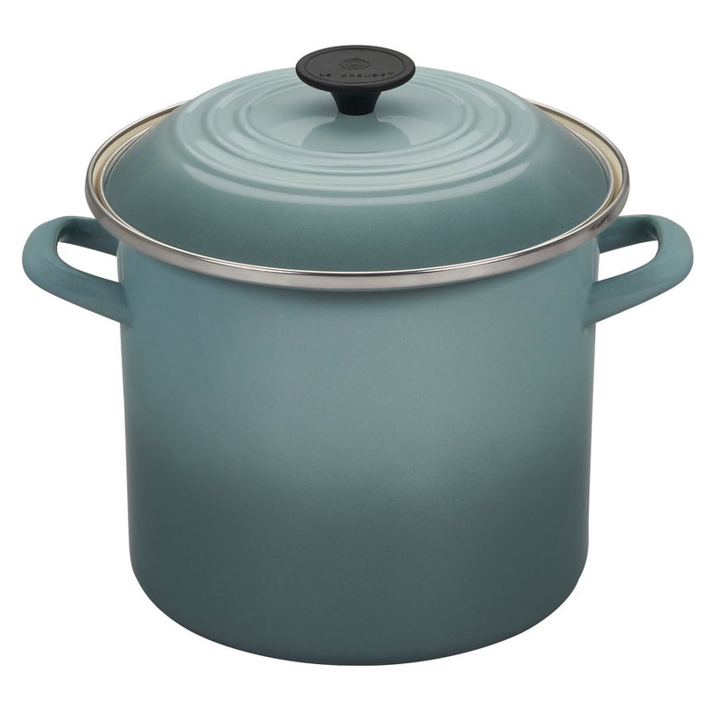 Le Creuset Enamel On Steel 8 Quart Stockpot in Sea Salt