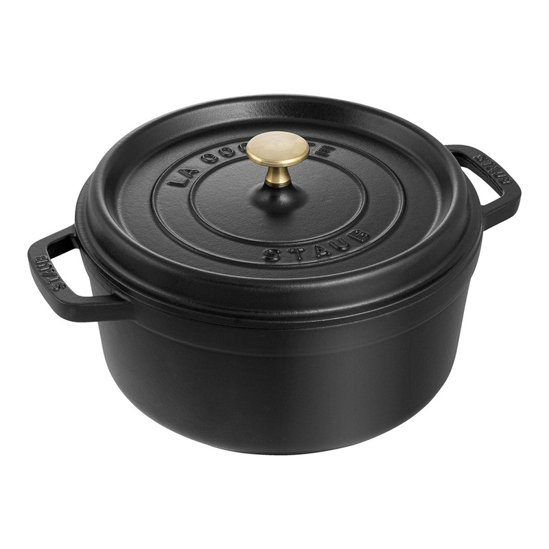 Staub Enameled Cast Iron 5.5 Quart Round Cocotte in Black Matte