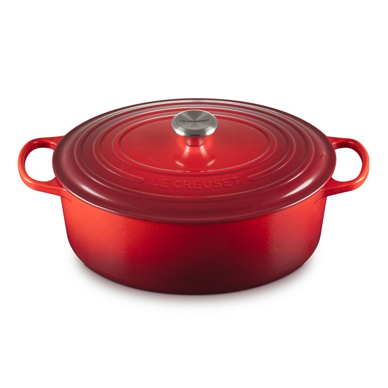 Le Creuset Enameled Cast Iron Signature 8 Quart Oval Dutch Oven in Cerise
