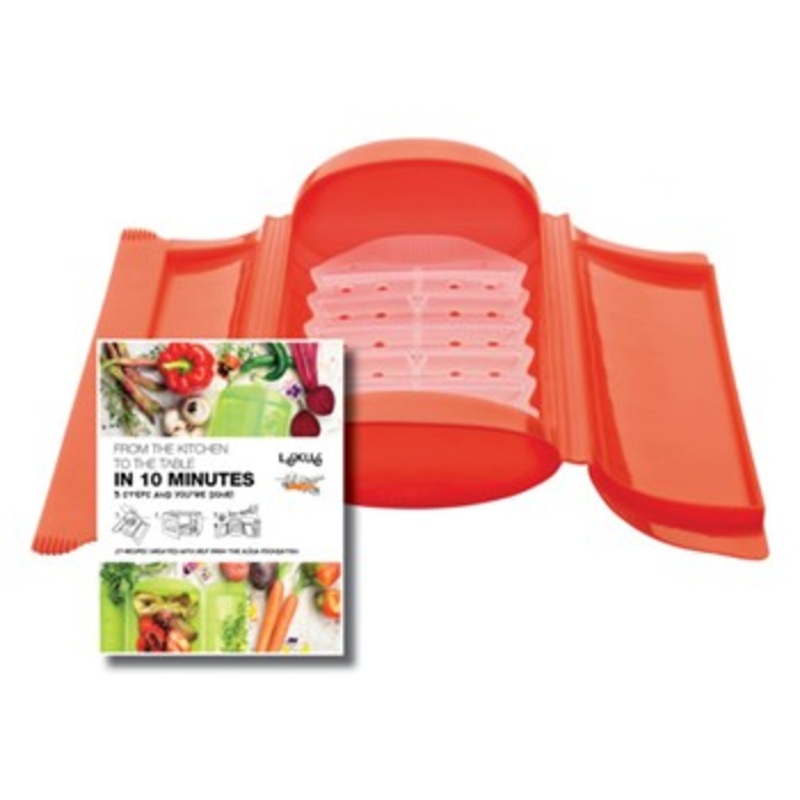 Lekue Small Silicone Microwave Steam Case in Red