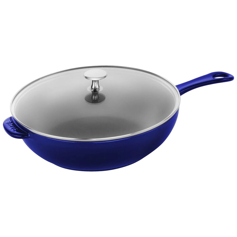 Staub Enameled Cast Iron Daily Pan with Glass Lid in Dark Blue