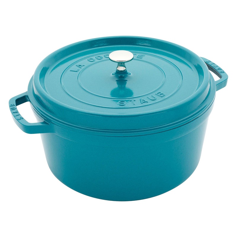 Staub Enameled Cast Iron 7 Quart Round Cocotte in Turquoise