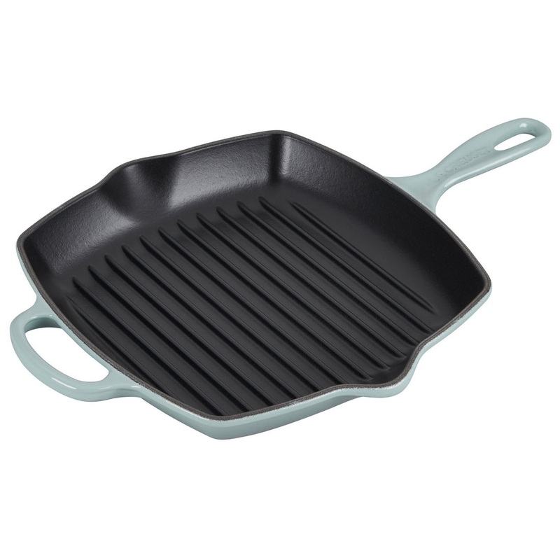 Le Creuset Enameled Cast Iron Signature Sea Salt Square Skillet Grill