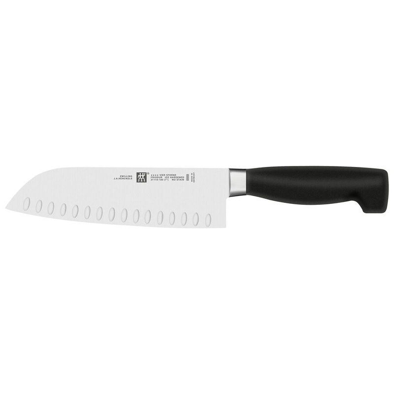 Zwilling J.A. Henckels Forged Four Star 7″ Hollow Edge Santoku Knife