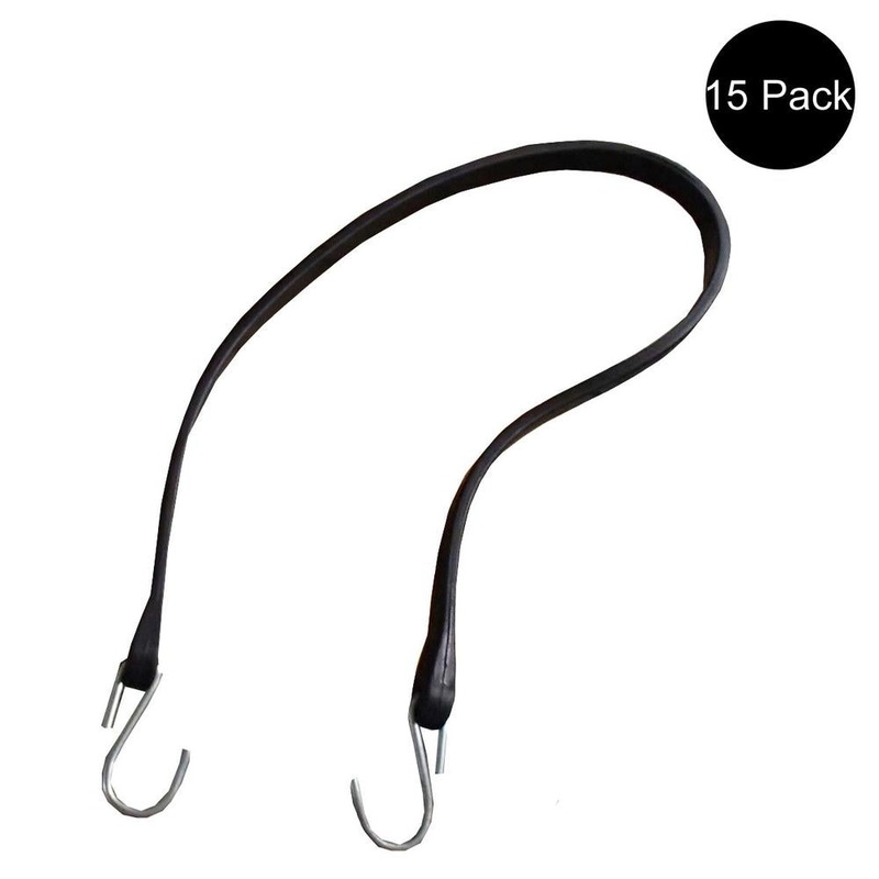 15 Pack 41″ Heavy Duty Natural Rubber Tarp Straps Tarp Tie Down Bungee Cords
