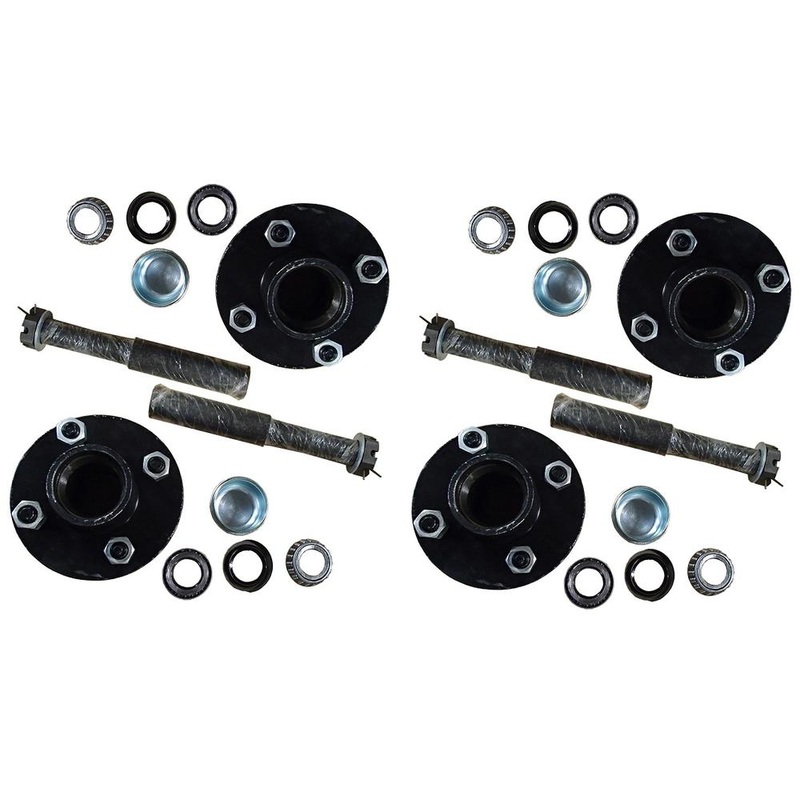 (Pack of 4) Trailer Axle Kits with 4 on 4″ Bolt Idler Hub & 1″ Round BT8 Spindle