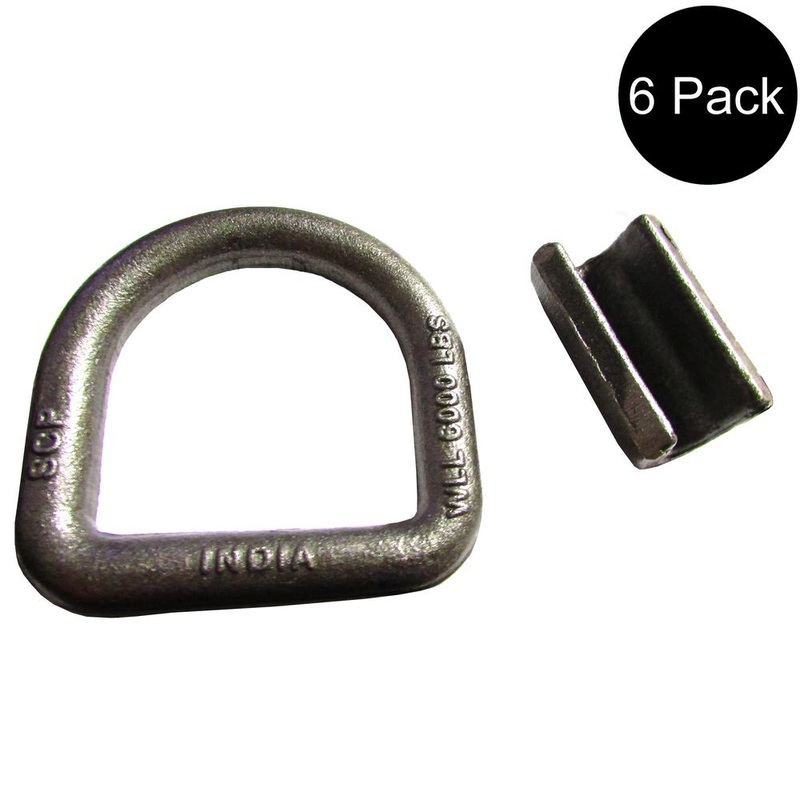 Set of 6 Weld-On 5/8″ Forged D-Rings for Trailer/Truck Tie-Down