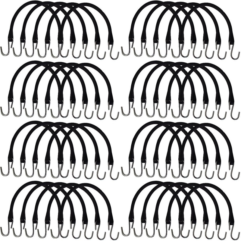 40 Pack 15″ Heavy Duty Natural Rubber Tarp Straps Tarp Tie Down Bungee Cords